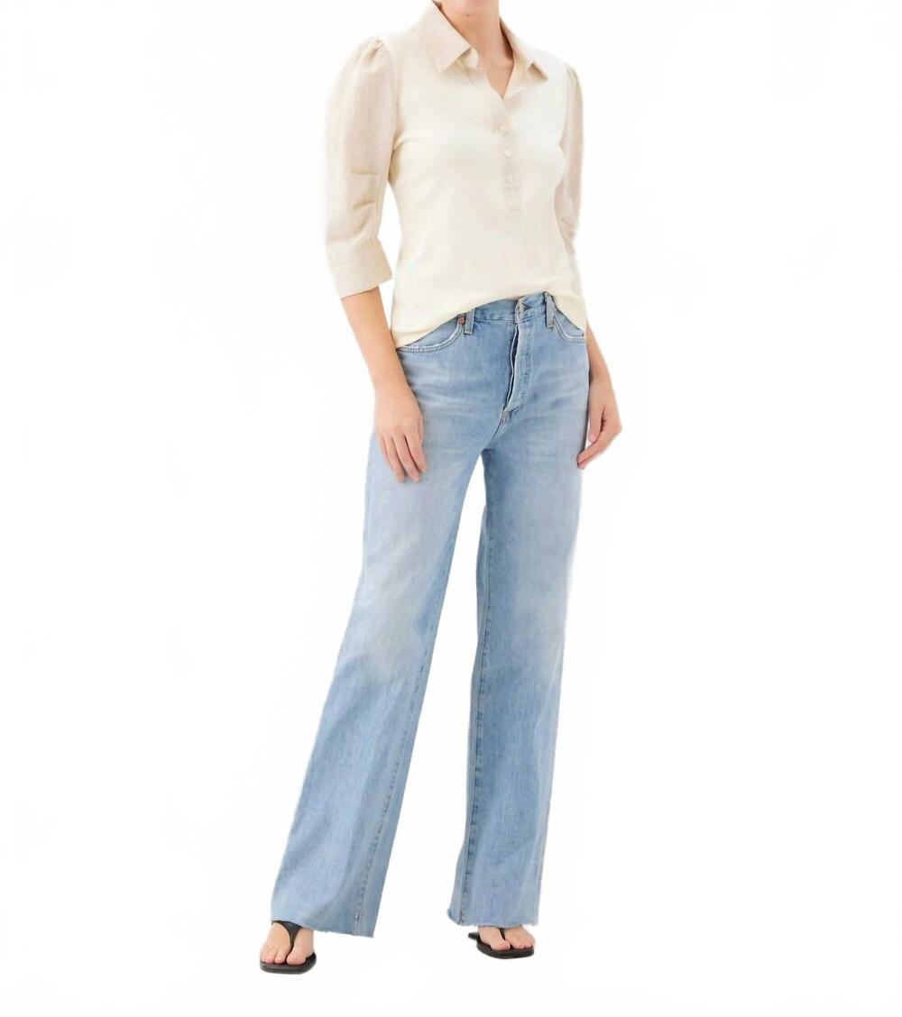 NEW FIFTEEN TWENTY women's camden contrast henley top in cream